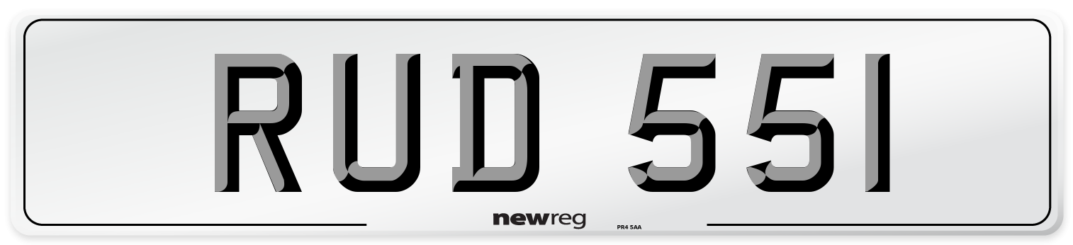 RUD 551 Number Plate from New Reg